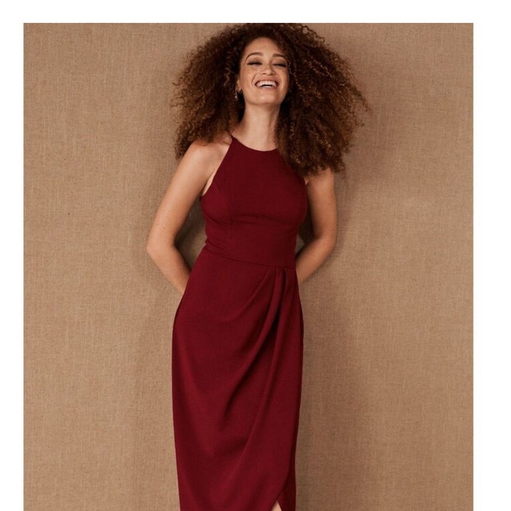 BHLDN Strapless Burgundy Dress
